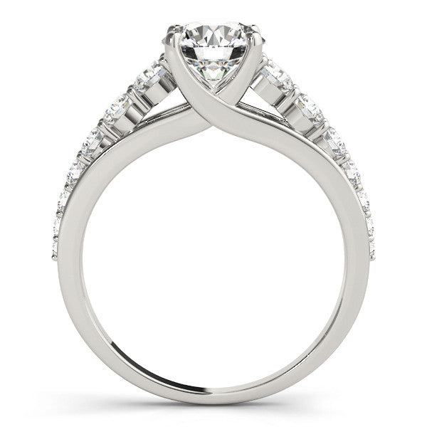 White gold Radiant Brilliant Diamond Pavé Band with Six-Prong Setting