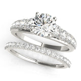 Silver Round Brilliant Diamond Pavé Band with Six-Prong Setting