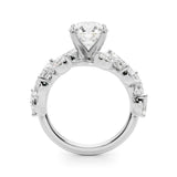 Silver Round Brilliant Diamond Solitaire with Marquise and Pear Accent Stones on a Split Shank Band with Four-Prong Setting 2
