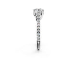 Silver Round Brilliant Diamond Solitaire with Pavé Band and Four-Prong Setting 2