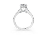 Silver Round Brilliant Diamond Solitaire with Pavé Band and Four-Prong Setting 3