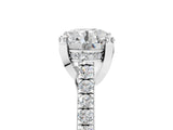 Silver Round Brilliant Diamond Solitaire with Pavé Band and Four-Prong Setting 5