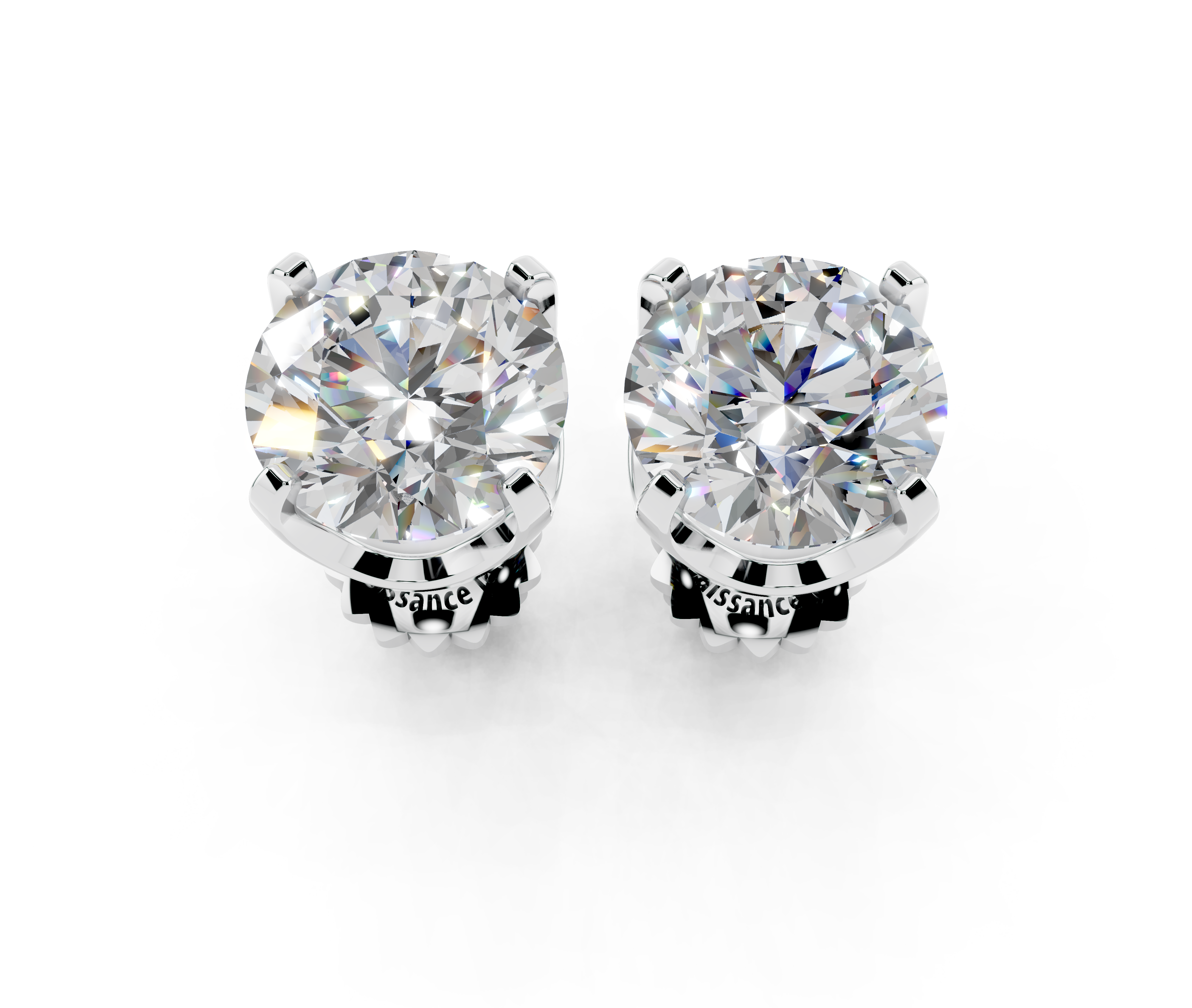 Silver Round Brilliant Diamond Stud Earrings
