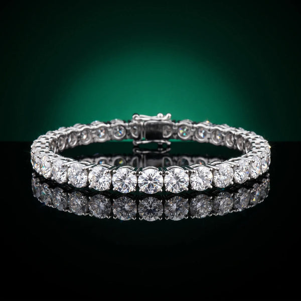 Silver Round Brilliant Diamond Tennis Bracelet with Prong Setting