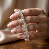 Silver 2.98 Carat F-G VS-SI Round Brilliant Diamond Tennis Bracelet with Prong Setting