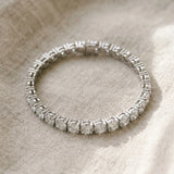 Silver 4.22 Carat F-G VS-SI Round Brilliant Diamond Tennis Bracelet with Prong Setting