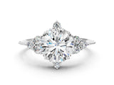 Silver Round Brilliant Diamond with Cluster Setting on a Beaded Band and Four-Prong Setting_243