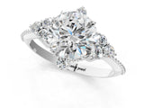 Silver Round Brilliant Diamond with Cluster Setting on a Beaded Band and Four-Prong Setting_244