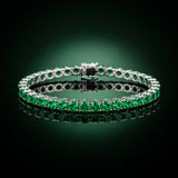 Silver Round Brilliant Emerald Tennis Bracelet with Prong Setting_4