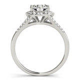Silver Round Brilliant Halo Flower Split Shank Prong Setting Ring 2