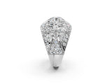 Silver Round Brilliant Halo Pave Diamond Milgrain Ring_16