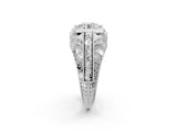 Silver Round Brilliant Milgrain Filigree Diamond Ring with Square Prong Setting_13