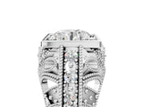 Silver Round Brilliant Milgrain Filigree Diamond Ring with Square Prong Setting_16
