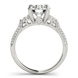 Silver Round Brilliant Pave Diamond Engagement Ring with Cathedral Band and Four-Prong Setting 1