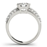 Silver Round Brilliant Pave Diamond Engagement Ring with Tension Prong Setting 1