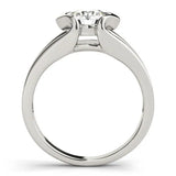 Silver Round Brilliant Solitaire Bezel Set Split Shank Engagement Ring 2