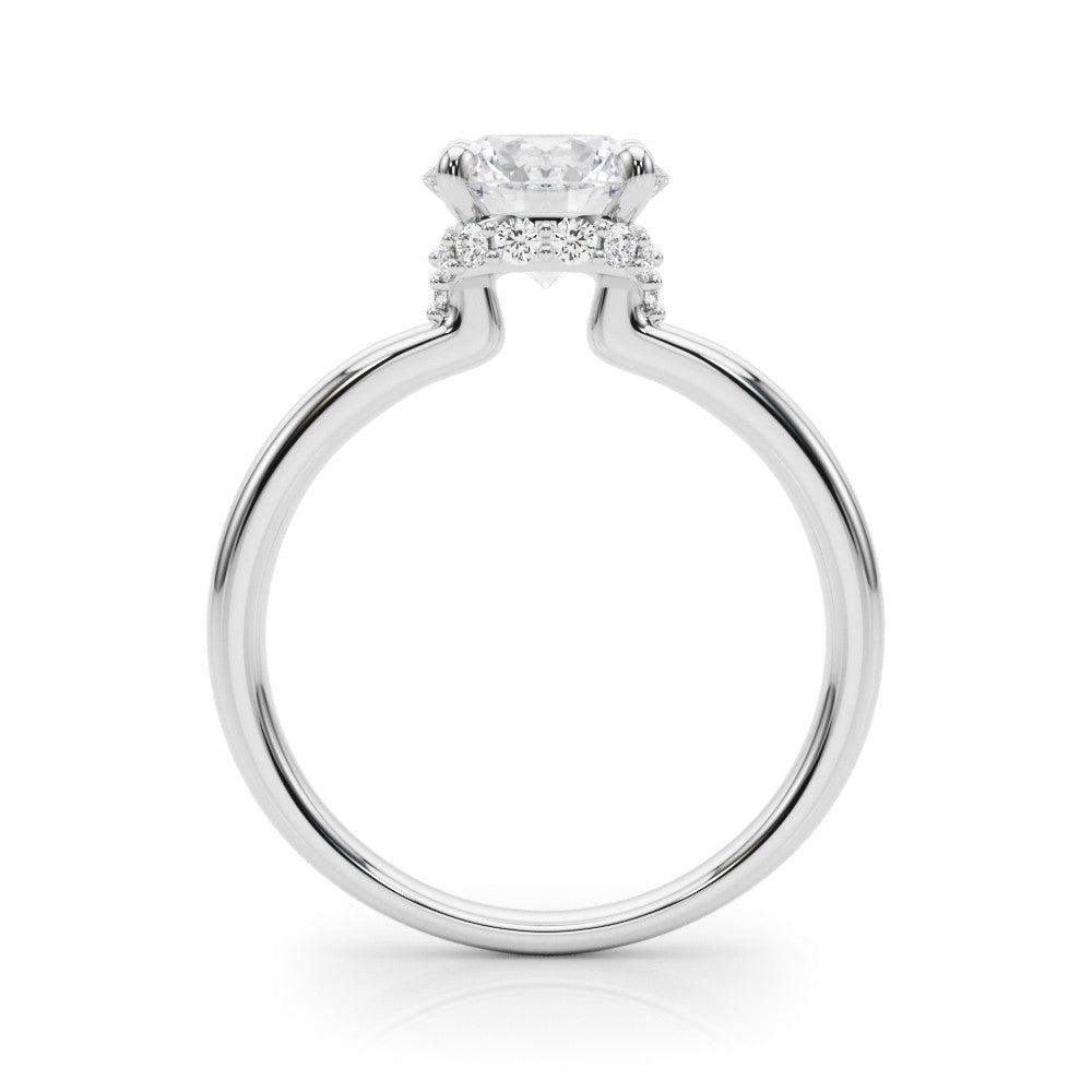 Silver Round Brilliant Solitaire Engagement Ring with Six-Prong Setting and Classic Band 1