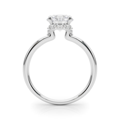 Silver Round Brilliant Solitaire Engagement Ring with Six-Prong Setting and Classic Band 1