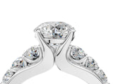 Silver Round Brilliant Solitaire with Side Stones on a Pave Band and Four-Prong Setting_14