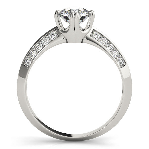Silver Round Brilliant Split Shank Pave Diamond Engagement Ring with Four-Prong Setting 1