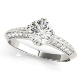 Silver Round Brilliant Split Shank Pave Diamond Engagement Ring with Four-Prong Setting 1