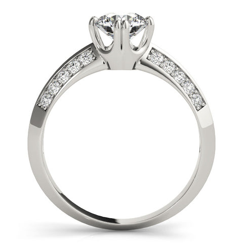 Silver Round Brilliant Split Shank Pave Diamond Engagement Ring with Four-Prong Setting 1