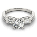 Silver Round Brilliant Three-Stone Pave Band with Four-Prong Setting 1