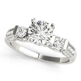 Silver Round Brilliant Three-Stone Pave Band with Four-Prong Setting