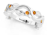 Silver Round Citrine Leaf Eternity Band with Bezel Setting_1