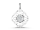 Silver Round Cluster Diamond Prong Set Pendant_13