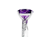 Silver Round Cut Amethyst Engagement Ring with Side Stone Accents and Four-Prong Setting_17