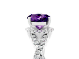 Silver Round Cut Amethyst  Halo Twist Band Solitaire Prong Setting Ring_17