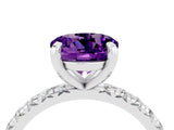 Silver Round Cut Amethyst Pavé Solitaire Ring with Round Band and Prong Setting_46