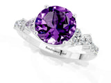 Silver Round Cut Amethyst Scattered Round Accent Ring with Prong Setting_31