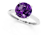 Silver Round Cut Amethyst Solitaire Engagement Ring with Classic Band and Four-Prong Setting_13
