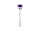 Silver Round Cut Amethyst Solitaire Engagement Ring with Classic Band and Four-Prong Setting_14