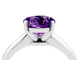 Silver Round Cut Amethyst Solitaire Engagement Ring with Classic Band and Four-Prong Setting_16