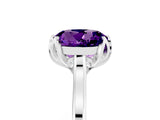 Silver Round Cut Amethyst Solitaire Ring with Flower Prong Setting and Classic Band_5
