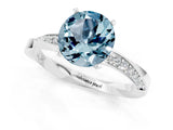 Silver Round Cut Aquamarine Engagement Ring with Side Stone Accents and Four-Prong Setting_13