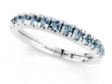 Silver Round Cut Aquamarine Pavé Set Thin Band_7