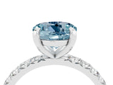 Silver Round Cut Aquamarine Pavé Solitaire Ring with Round Band and Prong Setting_46