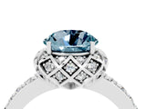 Silver Round Cut Aquamarine Scalloped Halo Engagement Ring with Round Shared Prong Band_34