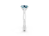 Silver Round Cut Aquamarine Solitaire Engagement Ring with Cathedral Setting and Four-Prong Mount_14