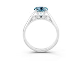 Silver Round Cut Aquamarine Solitaire Engagement Ring with Cathedral Setting and Four-Prong Mount_15