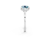 Silver Round Cut Aquamarine Solitaire Ring with Flower Prong Setting and Classic Band_14