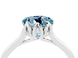 Silver Round Cut Aquamarine Solitaire Ring with Flower Prong Setting and Classic Band_16