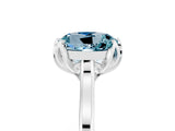 Silver Round Cut Aquamarine Solitaire Ring with Flower Prong Setting and Classic Band_17