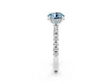 Silver Round Cut Aquamarine Solitaire Ring with Round  Pavé Band and Four-Prong Setting_44