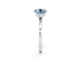 Silver Round Cut Aquamarine Solitaire Ring with Thin Band and Prong Setting_44