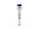 Silver Round Cut Blue Sapphire  Halo Twist Band Solitaire Prong Setting Ring_14